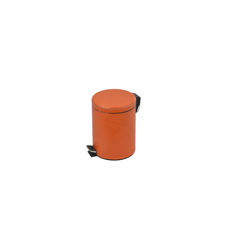 Orange Leather Trash Bucket