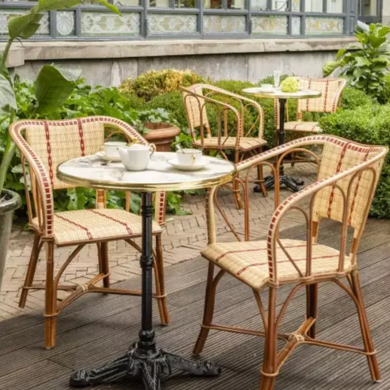 Bistro Chair with Arms in Rattan + Resin