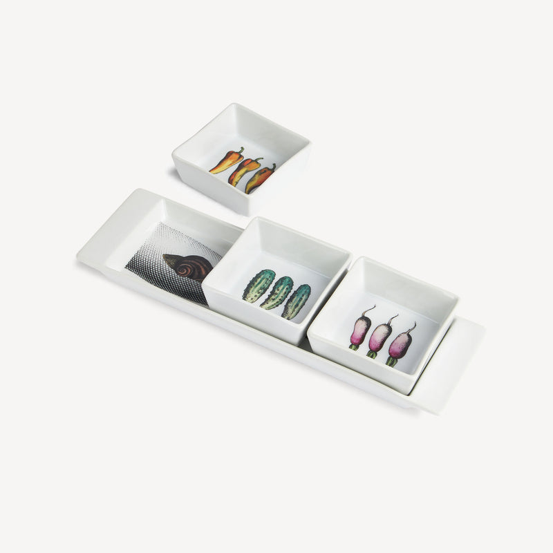 Fornasetti Conjunto de aperitivos Mano e Verdura