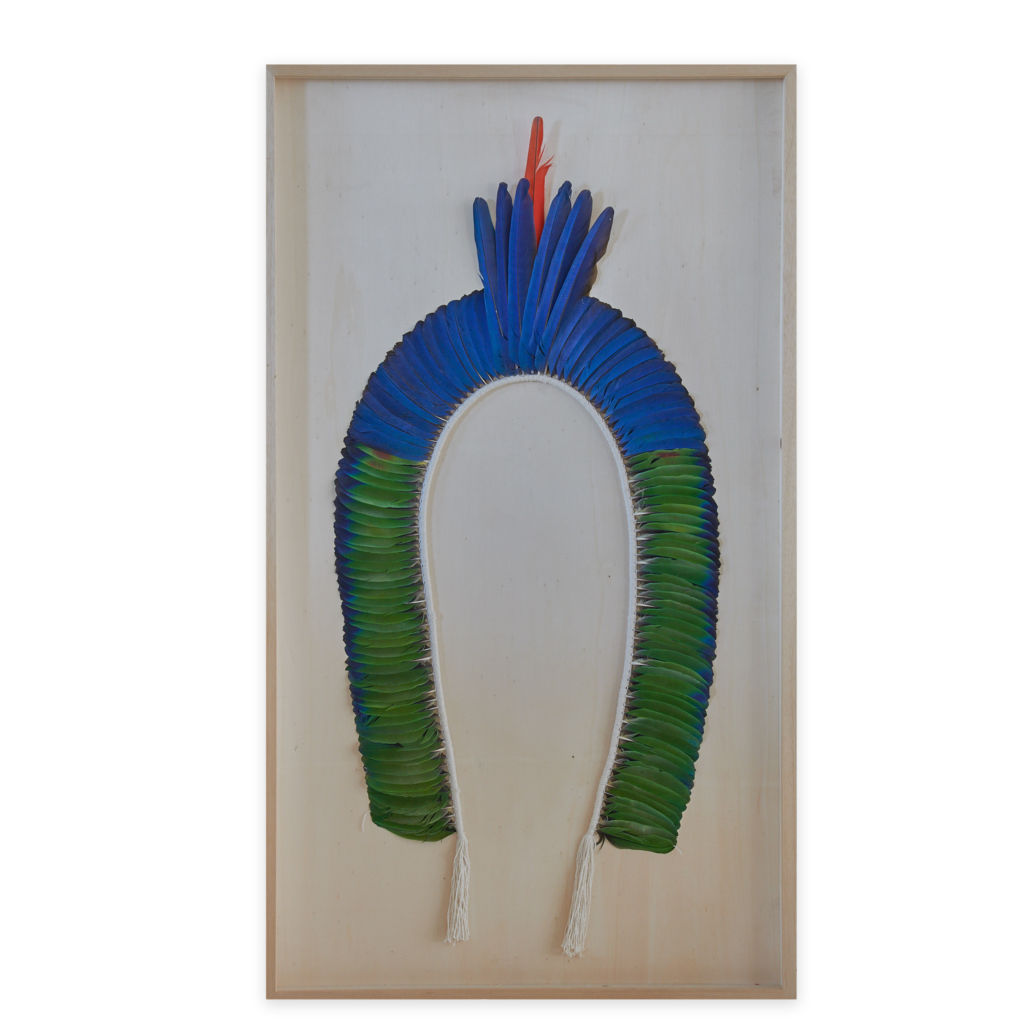 Quadro Decorativo Cocar Indígena Grande Verde e Azul