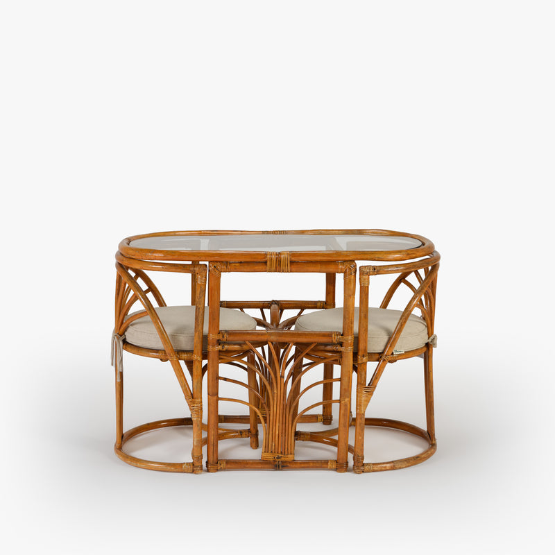 Vintage French Bamboo Table and Chairs Set