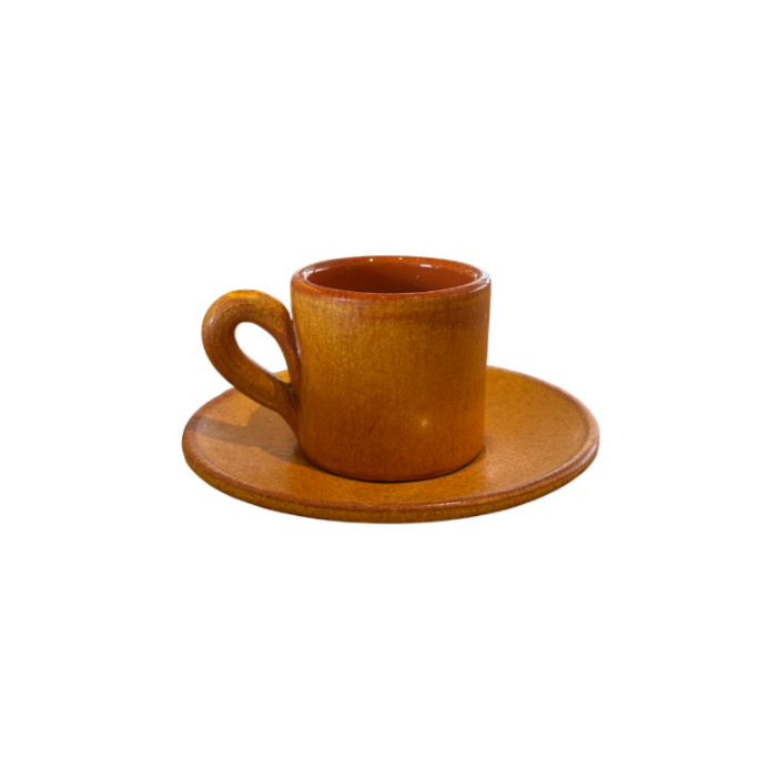 Chávena de café com pratinho – conjunto amarelo Poeira Design