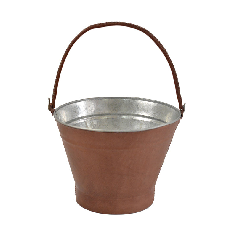 Brown Leather Garden Bucket