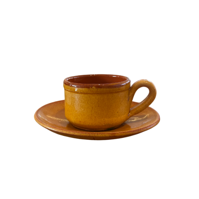 Chávena grande de café com pratinho – conjunto amarelo Poeira Design