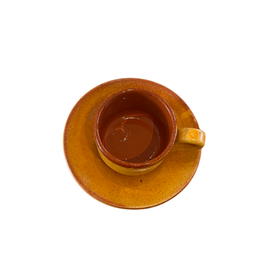 Chávena grande de café com pratinho – conjunto amarelo