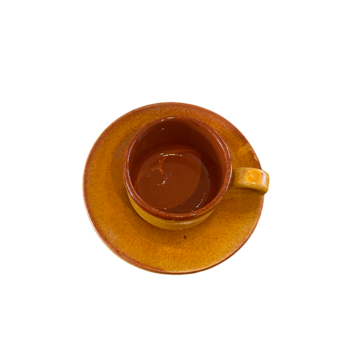 Chávena grande de café com pratinho – conjunto amarelo Poeira Design