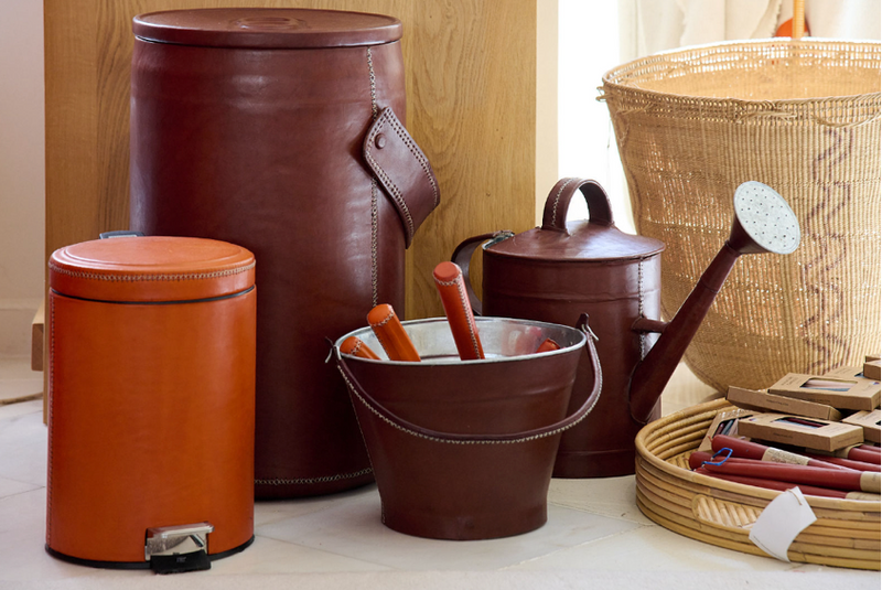 Brown Leather Garden Bucket