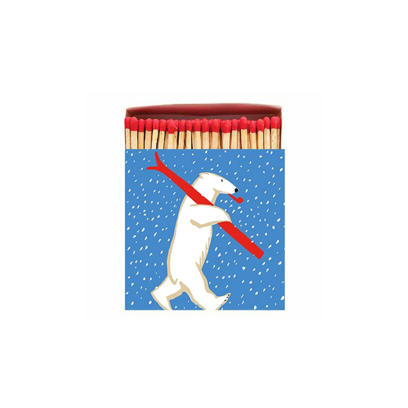 Caixa de Fósforo Archivist Matches Christmas Skiing Polar Bear