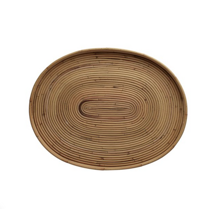 Oval rattan tray