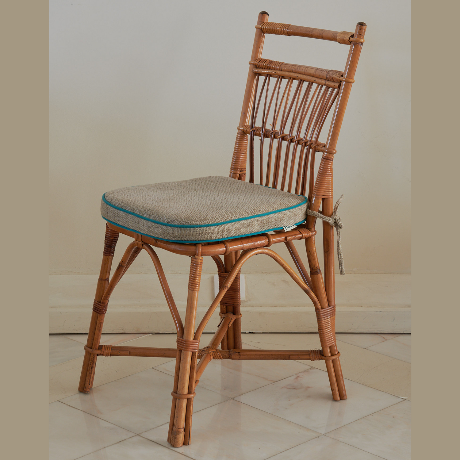 Vintage Bamboo Chair and Cushion