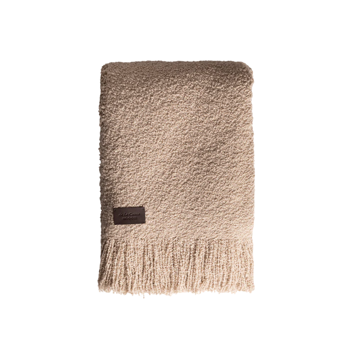 Manta de alpaca tecida à mão com franjas - cor aveia