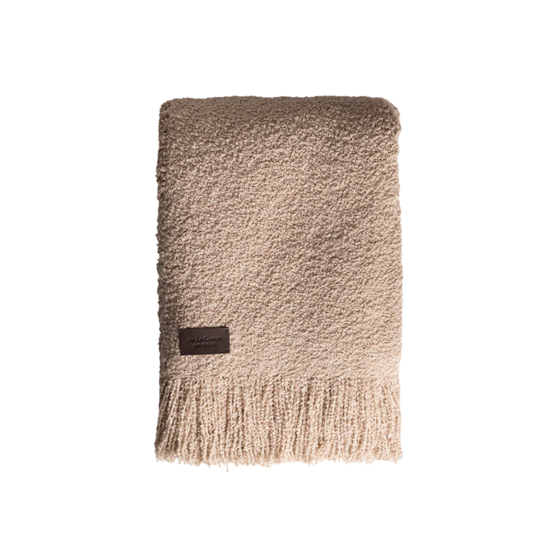 Manta de alpaca tecida à mão com franjas - cor aveia