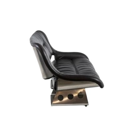 Sofá em metal e couro. Década de 1970.