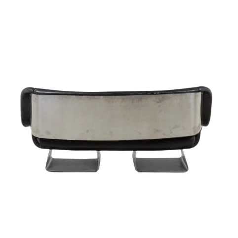 Sofá em metal e couro. Década de 1970.