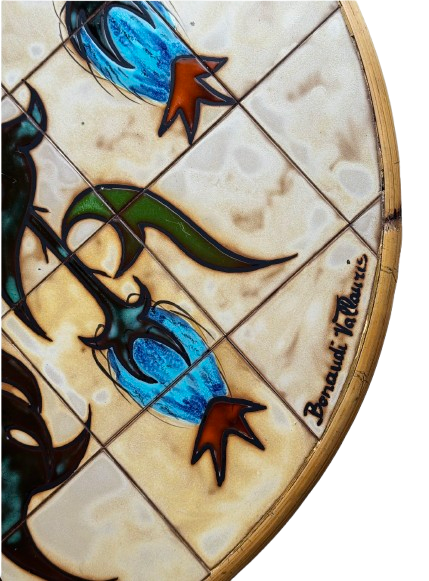 Mesa Vintage Tampo Azulejo Redonda